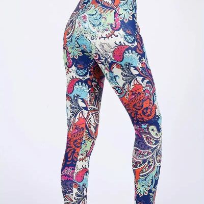 Fashion Women's Paisley Floral Print High Waist Slim Fit Stretch Sports Leggings